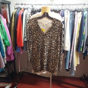Michaels Animal Print V-Neck Sweater Top